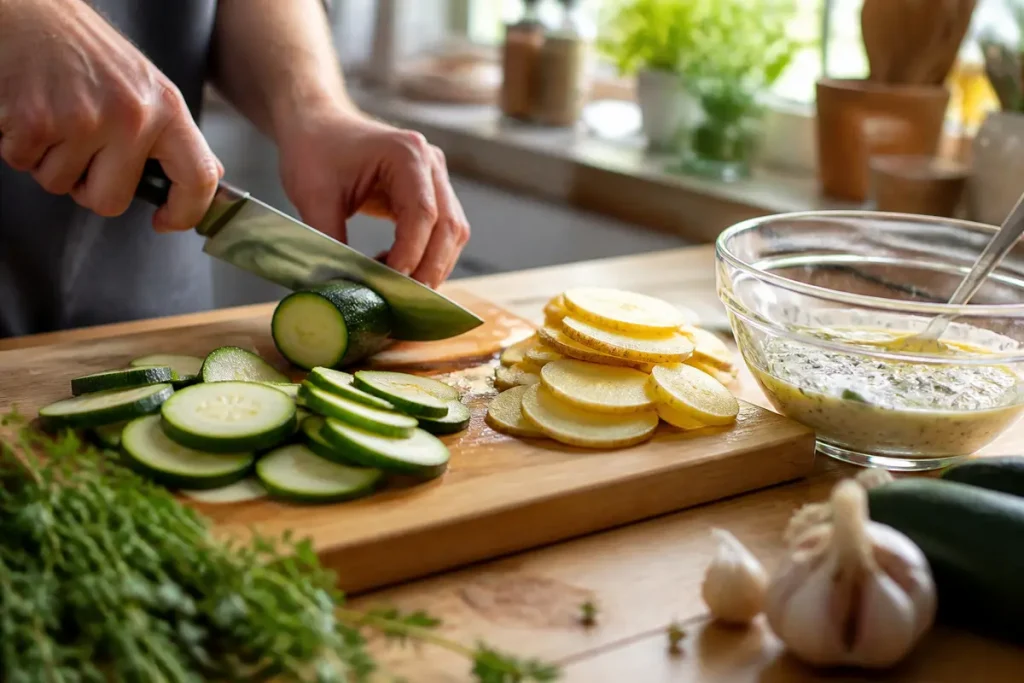 Recette de gratin de courgettes et pommes de terre facile et savoureuse